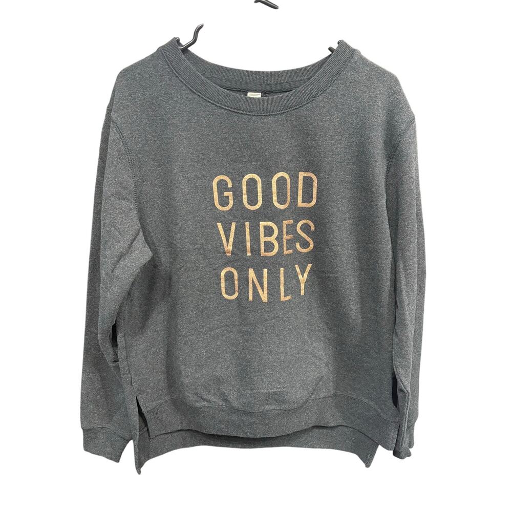 Charcoal "Good Vibes Only" Sweater - GreenTea - L